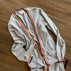Spiritual Gangster Calli Midi Sweater - Gray w/ Rainbow Stripe, Size Small 🌈